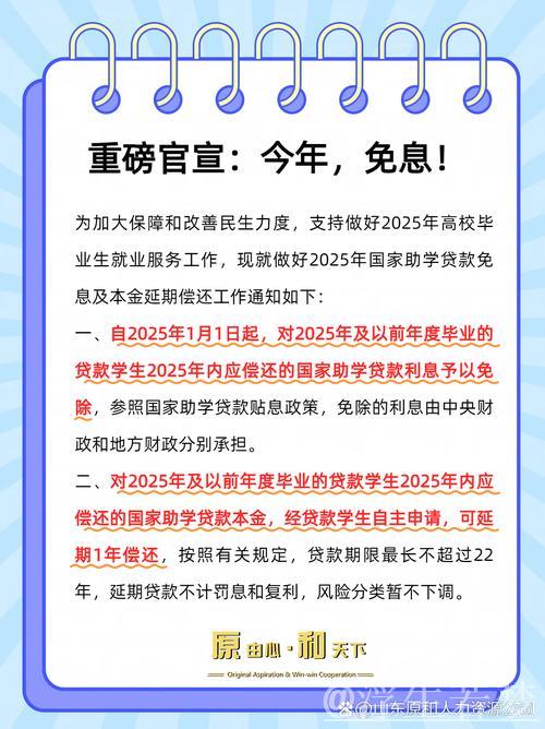 2025年国家助学贷款免息且本金可延期偿还